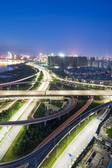 Fototapeta premium Overpass of the light trails, beautiful curves.