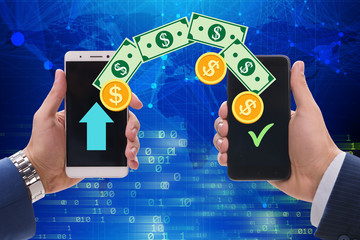 Concept of mobile wallet transfers - 3d rendering