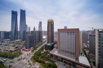 Fototapeta na wymiar Aerial view of modern shanghai lujiazui finance