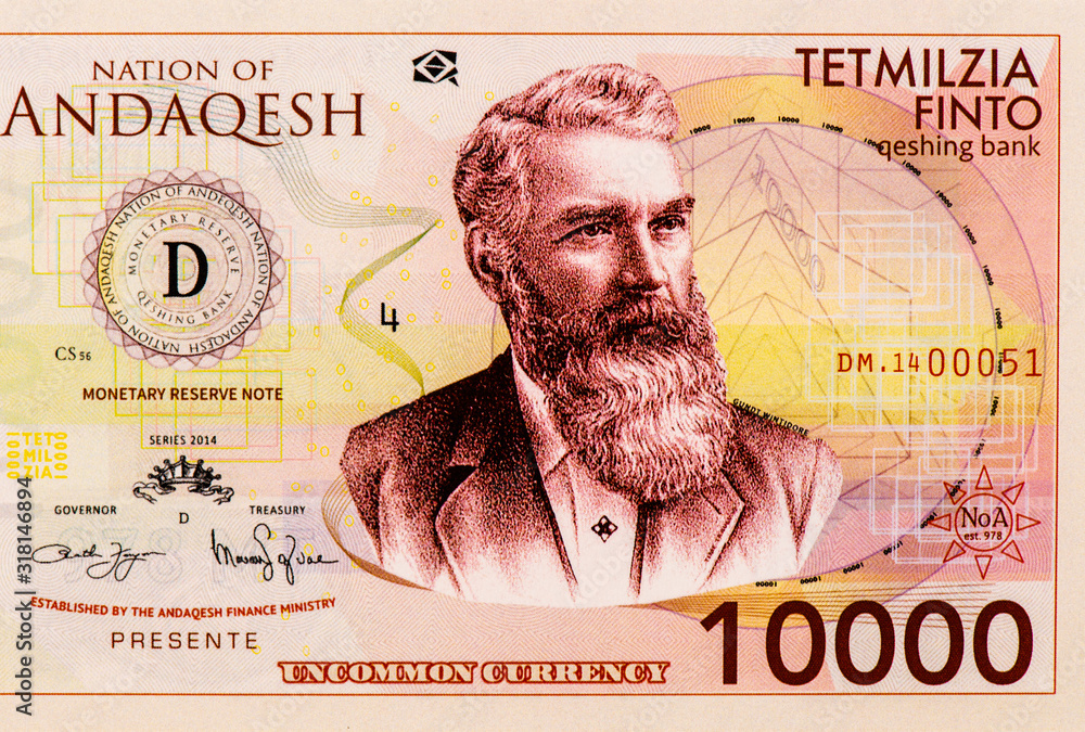 Wall mural  Portrait from Nation of Andaqesh 10000 Finto 2014 banknotes, Fantasy Note. Collection. .