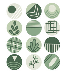 Instagram Highlights icon. Stories Covers abstract Icons. Perfect for bloggers.Vector icons in green colors