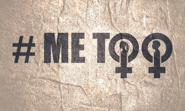 Me Too Hashtag. Social Movement Concerning Sexual Assault And Harassment. Female Sign Icon. Silhouette Of Woman Head.