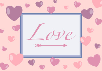 Love and Valentine&rsquo;s Day card massage on paper -vector illustration concept.