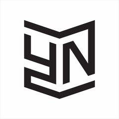 YN Logo Emblem Monogram With Shield Style Design Template Isolated On white Background - obrazy, fototapety, plakaty