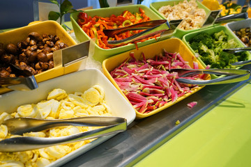 fresh vegetable salad buffet in the restaurant