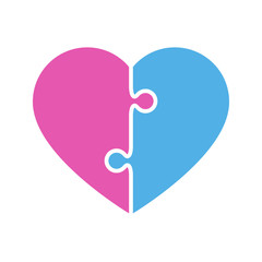 Love Heart Puzzle Pieces Making A Whole Love Heart Vector Illustration