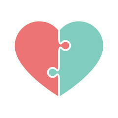 Love Heart Puzzle Pieces Making A Whole Love Heart Vector Illustration
