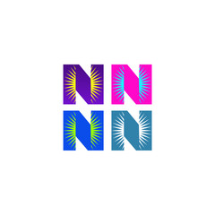  N letter logo initial sunlight  design