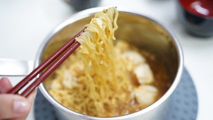Japanese noodle and chopsticks