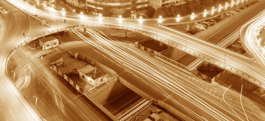 Overpass of the light trails, beautiful curves.