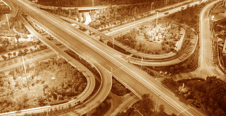 Overpass of the light trails, beautiful curves.