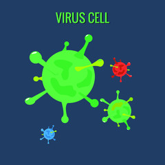 Flat Vector Virus Cells Illustration Isolated In Black Background