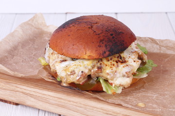 Burger with Chicken and Vegetables