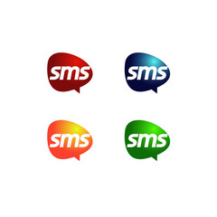 SMS letter logo chat bubble design
