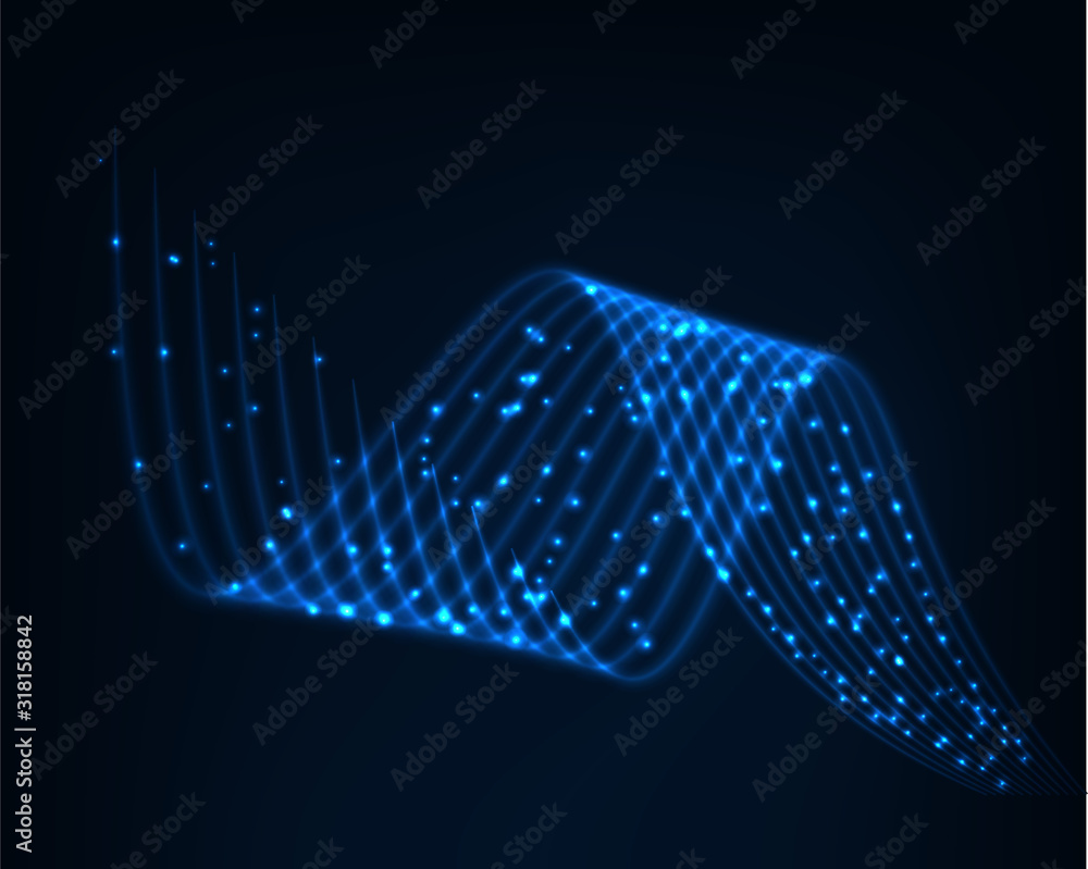 Poster abstract background vector electric light. spark flash effect. bright curved line. neon glowing curv