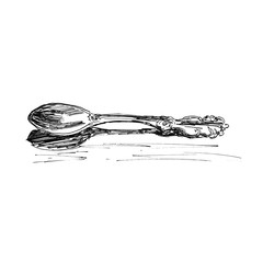 black and white graphic drawing spoon