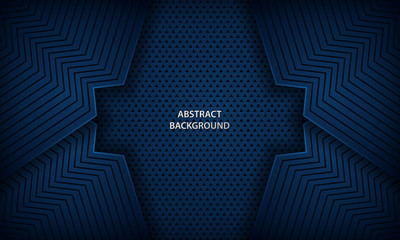 Fototapeta premium Abstract dark blue background with modern line stripes decoration. Geometric shape paper cut layer element design template for brochure, business, banner, flyer, card and cover.