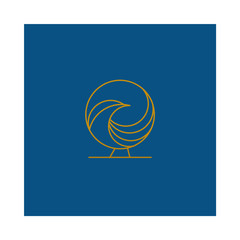 bird logo line art design circle crest