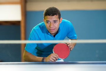 a young sportsman playing pinpong
