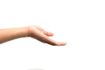 Symbol empty hand holding isolated on the white background, with clipping path.