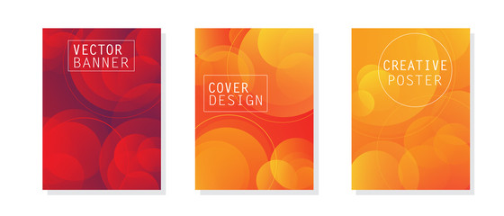 A set of modern abstract Cover Design. Round gradient shapes composition. Trendy art background. Gradient futuristic shapes.