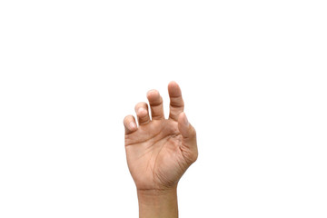 Symbol empty hand holding isolated on the white background, with clipping path.