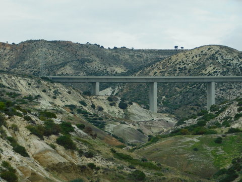 The bridge surrounded by mountains in Pafos, Cyprus