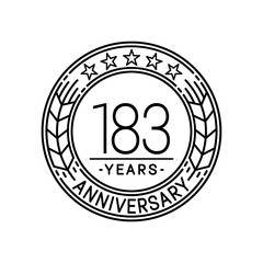 183 years anniversary logo template. 183rd line art vector and illustration.