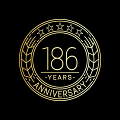 186 years anniversary logo template. 186th line art vector and illustration.