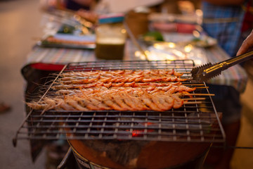 Grilled shrimp on charcoal grill