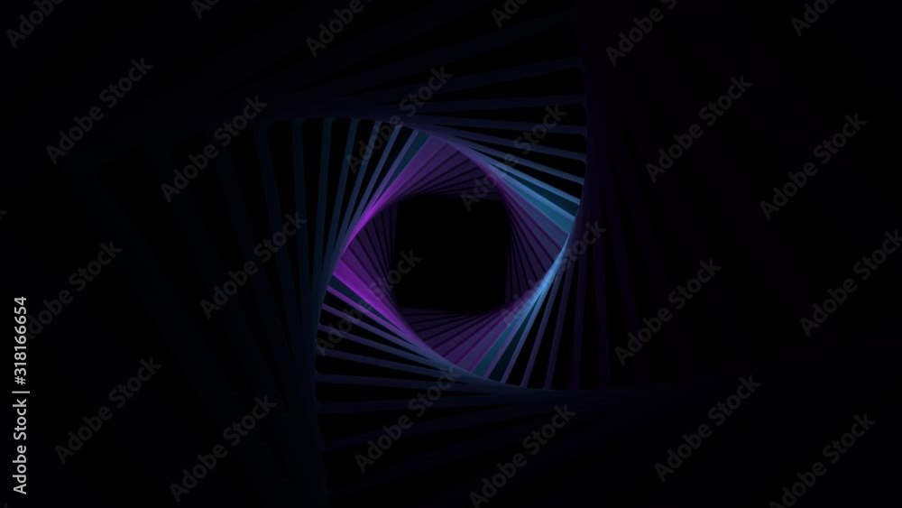 Poster duotone 3d render background with shining light inside dark geometry corridor. loopable animation.