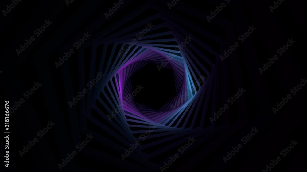 Poster duotone 3d render background with shining light inside dark geometry corridor. loopable animation.