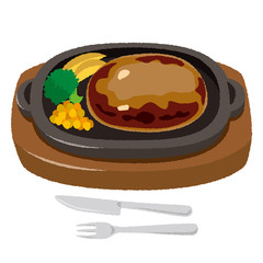 鉄板ハンバーグのイラスト