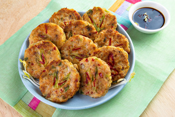 Mung-bean pancake which is called Bindaetteok