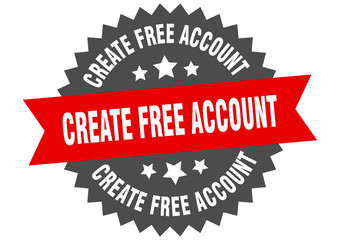 Obraz premium create free account sign. create free account circular band label. round create free account sticker