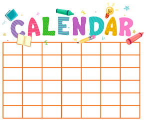 Calendar Template School Design Illustration