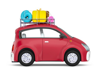 small cute car with suitcases side