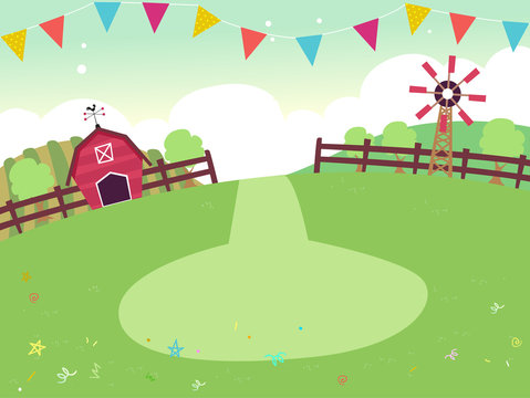 Party Farm Theme Buntings Background Illustration