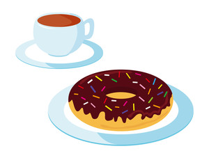 ドーナツ　チョコ　スイーツ コーヒー　紅茶