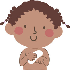 Kid Toddler Black Girl Using Soap Illustration