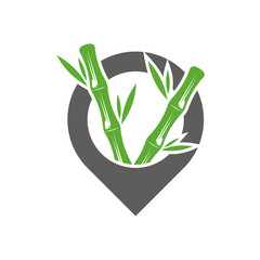 Point Bamboo logo template. Green bamboo trees vector design. Bamboo stem logotype
