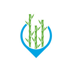 Point Bamboo logo template. Green bamboo trees vector design. Bamboo stem logotype