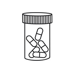 Line icon jar of pills medicine vector symbol