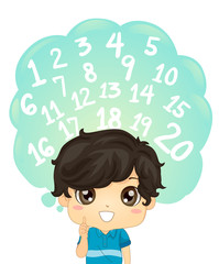 Kid Boy Identify Number One to Twenty Illustration