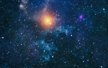 Stars of a planet and galaxy in a free space.