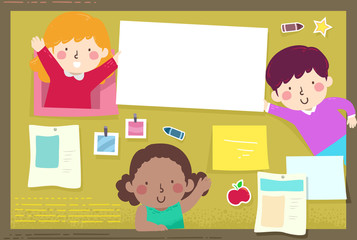 Kids Bulletin Board Posts Illustration