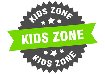 kids zone sign. kids zone circular band label. round kids zone sticker