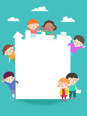 Naklejka premium Kids Community Board Paper Cutout Illustration