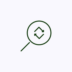 Magnifier icon with a garbage recycling symbol