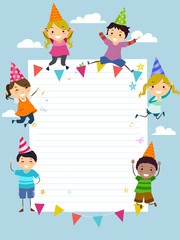 Stickman Kids Paper Party Paper Board Illustration